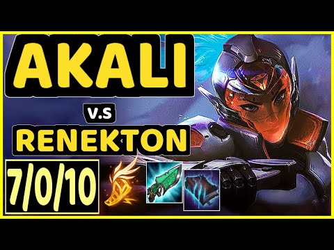ROACH (AKALI) vs RENEKTON - 7/0/10 KDA TOP CHALLENGER GAMEPLAY - KR
