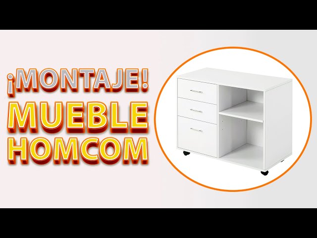 Vídeo relacionado con HOMCOM Cajonera de Escritorio con 3 Cajones, Cajonera de Oficina con Ruedas, Cerradura y 2 Llaves, Archivador Móvil para Estudio, Salón, 40x40x63,5 cm, Blanco y Roble
