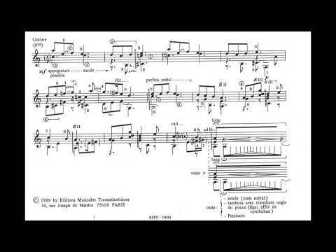 Eric Pénicaud - Le Roi a Fair Battre Tambour for Voice, Guitar and Percussion (1989) [Score-Video]