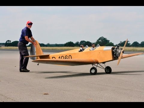 1/2 SCALE RC KLEMM KL25 GERMAN TRAINER 1928 VALACH 420cc RADIAL ONBOARD CAMERAS LMA ELVINGTON - 2015