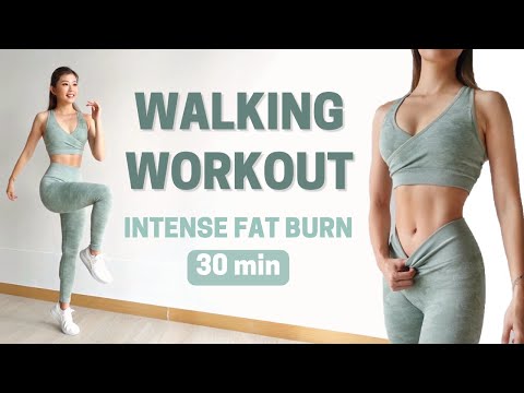 30 MIN WALKING CARDIO WORKOUT | Intense Full Body Fat Burn at Home ~ Emi thumnail