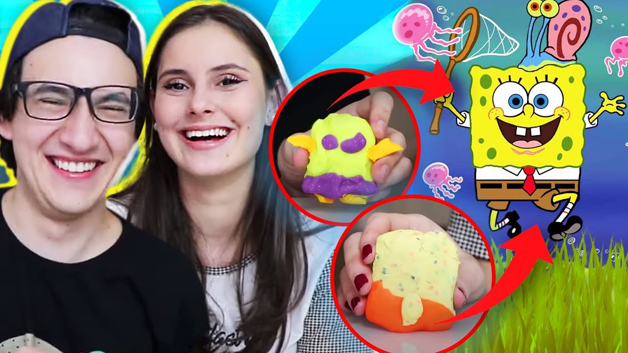 DESAFIO QUEM FAZ O MELHOR BOB ESPONJA DE MASSINHA! | Falaidearo e Manu