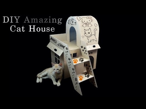 How to make Amazing Kitten Cat Pet House from Cardboard - V2