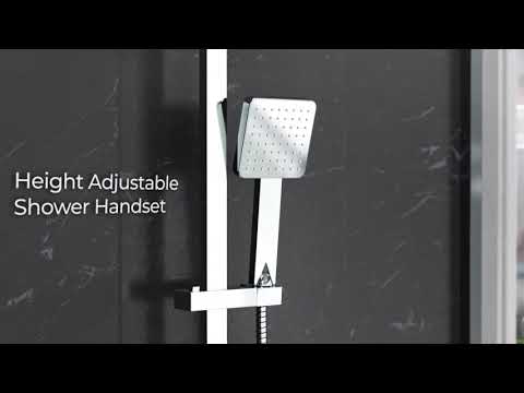 Nes Home Modern Square Exposed Thermostatic Mixer Shower Set  Shower Head and Handheld