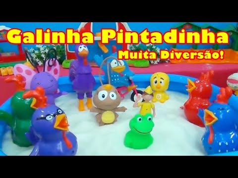 Galinha Pintadinha na piscina de açúcar, blocos e novelinha! #tiacris #galinhapintadinha