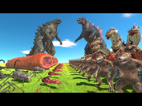 GODZILLA 2021 + GIANT INVERTEBRATES VS GOJIRA GODZILLA + FANTASY - Animal Revolt Battle Simulator