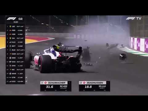 Mick Schumacher Saudi Arabia 2022 qualifying massive crash