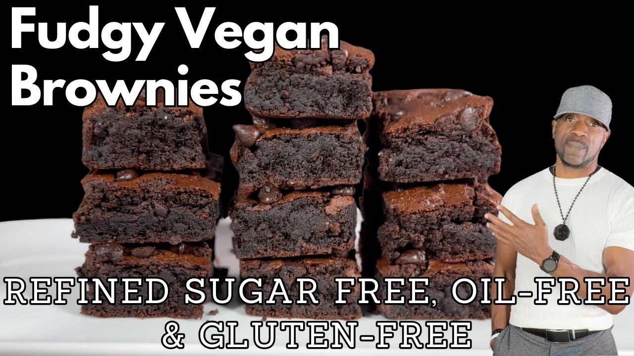 Simple Fudgy Vegan Brownies. Oil-Free, Refined Sugar Free, Gluten-Free, High Prote