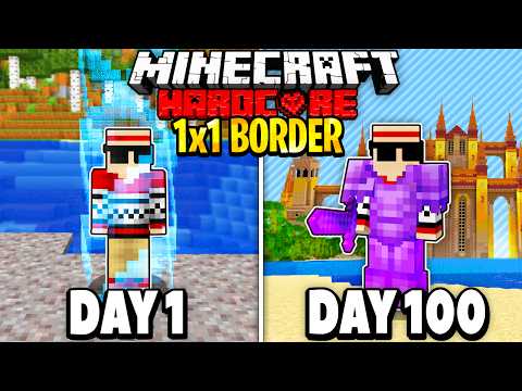 100 Days in 1X1 Border - Hardcore Minecraft