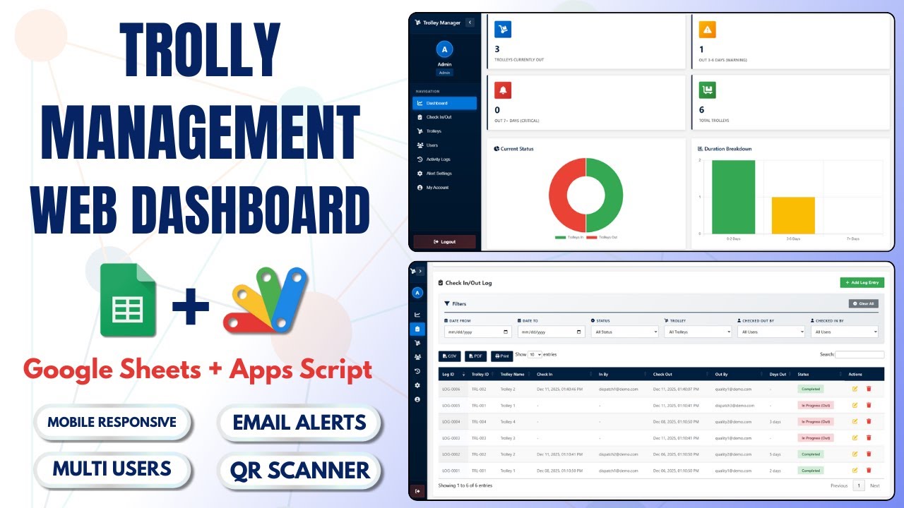Trolley Management System | Build Complete Web Dashboard with Google Sheets & Apps Script | E20