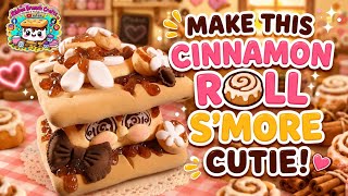 Easy air dry foam clay cinnamon roll s'more cutie! Beginner friendly DIY craft projects 
