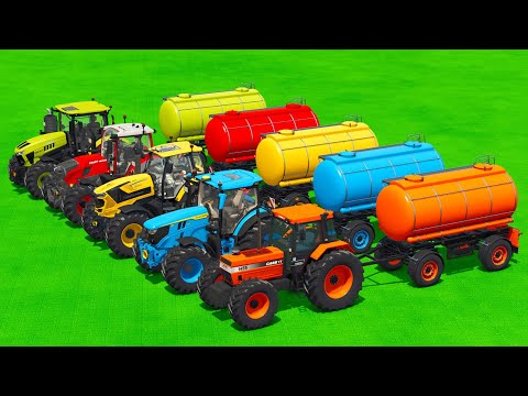 DEUTZ FAHR vs KUBOTA vs CASE vs JOHN DERRE TRACTORS SHOWDOWN ON CRAZY OBSTACLE COURSES - FS25