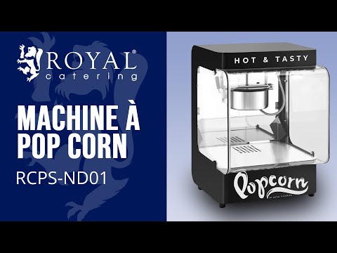 Vidéo - Machine à pop corn - Design moderne - 4 - 5 kg/h - 1.2 l - noire - Royal Catering