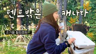 캐나다 초가을 캠핑 브이로그🍁 | 곰주의보로 캠핑장 급변경! 먹고 쉬고 또 먹는 힐링캠핑🌿