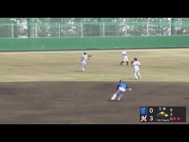 【ファーム】流石の強肩!! マリーンズ・愛斗 飛び出したランナーを素早い送球でアウトに!! 2025年4月5日 千葉ロッテマリーンズ 対 横浜DeNAベイスターズ