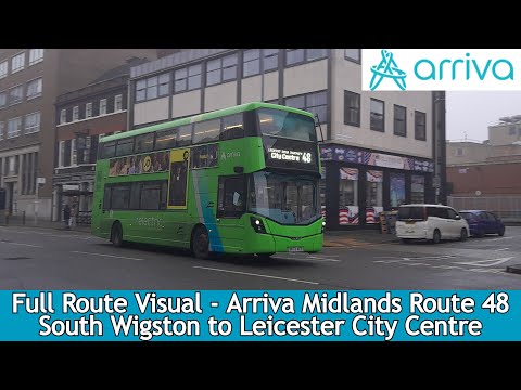 FULL ROUTE VISUAL - Arriva Midlands Route 48 - South Wigston to Leicester l 8006 BK73 ADV