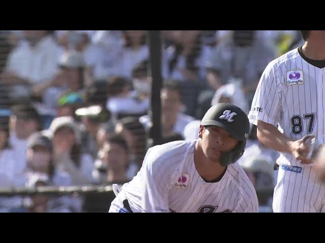 【4回裏】マリーンズ・池田来翔 今シーズン初安打はライトへの勝ち越しタイムリー!!  2024年4月7日 千葉ロッテマリーンズ 対 オリックス・バファローズ