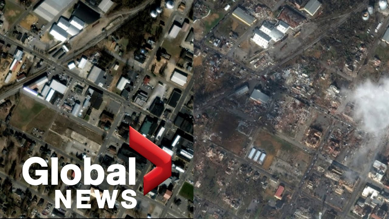 US tornadoes: Before and after images show scale of devastation in Mayfield, Kentucky