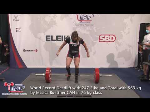 World Record Deadlift with 247.5 kg and Total with 563 kg by Jessica Buettner CAN in 76 kg class
