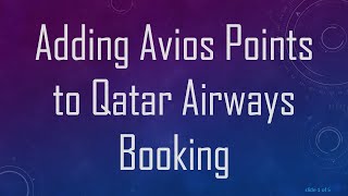 Adding Avios Points to Qatar Airways Booking