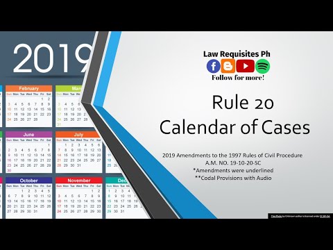 Rule 20 of the 2019 Revised Civil Procedure, Rules of Court, (A.M. NO. 19-10-20-SC) |Codal and Audio