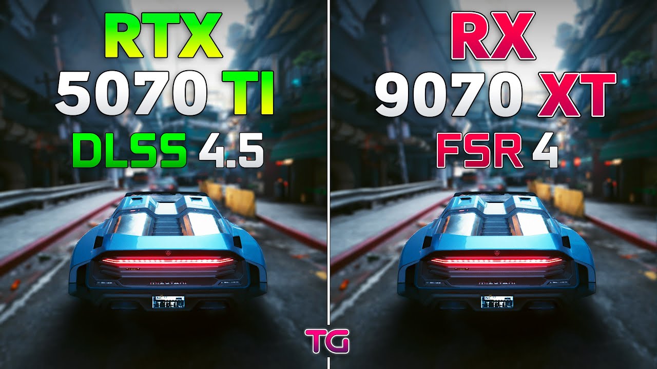 RTX 5070 Ti DLSS 4.5 vs RX 9070 XT FSR 4 - Performance Comparison in Cyberpunk 2077
