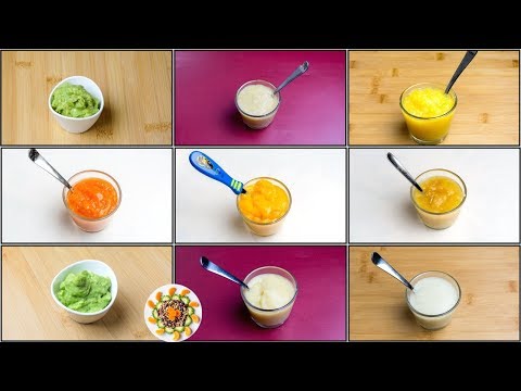 9 Fruit Purees for 4+ / 6+ Month Baby | Stage 1 Homemade Baby Food | Healthy Baby Food Recipes