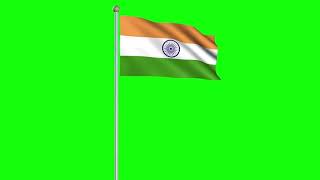 Indian flag hoisting green screen free to use