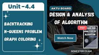 Unit 4.4 : Backtracking , N-Queens Problem , Graph Coloring : | DAA:DSALGO:AKTU