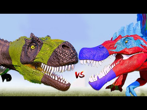 Hellboy T-REX Vs Iron Fist Ceratosaurus, Spinosaurus - Jurassic World Evolution Dinosaurs Fight