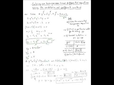 Solving non homogeneous differential equations using the undetermined coefficients method #1