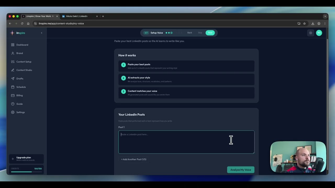 Linspire Demo: The LinkedIn Posting System That Sounds Like You