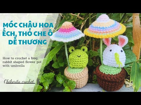 Chậu Cây Ếch & Thỏ Che Ô