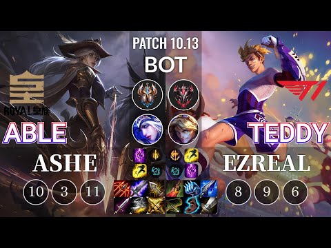 RNG Able Ashe vs T1 Teddy Ezreal Bot - KR Patch 10.13