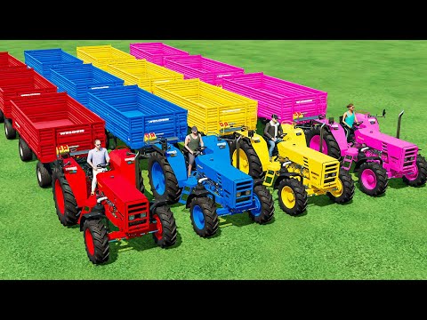 TRANSPORT & HARVEST SUGARCANE WITH SMALL BUHRER TRACTOR & COLORED TRAILER! Farming Simulator 22