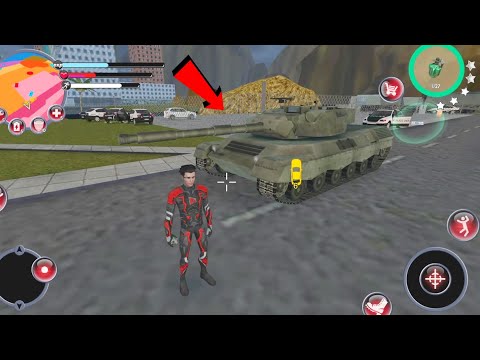 Rope Hero (Army Tank Fight on Army Base) Rope Hero With Green Tank - Android Gameplay HD