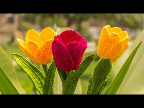 🌷 Tulipanes 3D a Crochet - Tutorial Paso a Paso | Kaqnin Kasikay