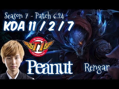 SKT T1 Peanut RENGAR vs LEE SIN Jungle - Patch 6.24 KR Ranked