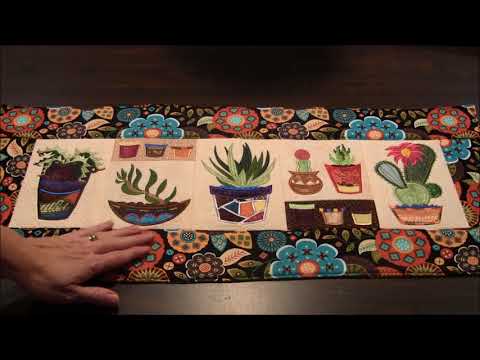 Machine Embroidery - Cactus and Succulents Table Runner