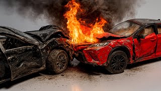 Crash Test of Toyota Camry VS Toyota Crown Diecast Model - Car Crash Test