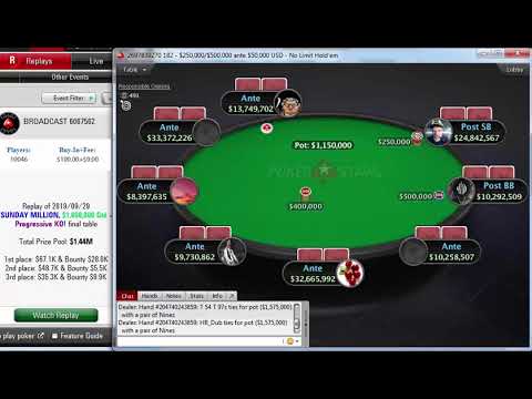 Replay | "HR_Dub" final table PokerStars $109 SUNDAY MILLION, $1M Gtd - Progressive KO! Sep 29, 2019