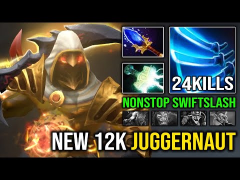 NEW 12K MMR JUGGERNAUT First Item Mjollnir EZ 24Kills Nonstop Swiftslash vs Tank Timber Dota 2