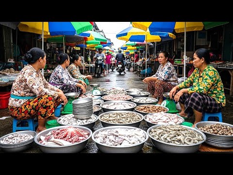 Exploring Kampot Morning Market 🇰🇭 | Fresh Seafood, Local Culture & Street Food 2025