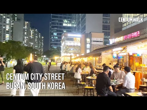 [4K] Passeio a pé pela cidade de Busan | Vida noturna em Centum City | Som de críquete | COREIA DO SUL | CentumWalk