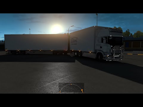 ETS2 Erfurt to Hamburg Driving at Night with Dolly Trailer Scania R520(24 meters long)