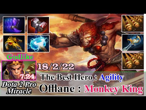 Monkey King Offlane Godlike 18 Kill - Dota 2 Pro Miracle Spotlight Gameplay Patch 7.24 - Dota 2