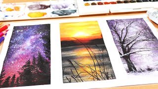 3 EASY WATERCOLOR PAINTINGS FOR BEGINNERS