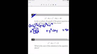 MAY 2021 US SAT — MATH NO CALCULATOR Question #18 (Circle Equations)
