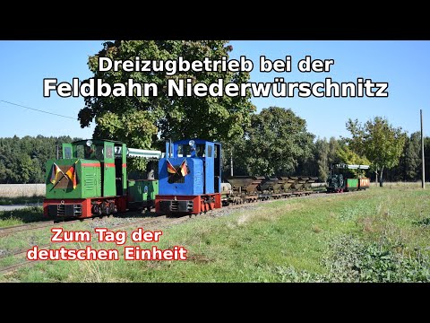 Dreizugbetrieb zum Tag der deutschen Einheit bei der Feldbahn Niederwürschnitz