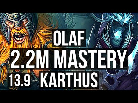 OLAF vs KARTHUS (TOP) | 8 solo kills, 2.2M mastery, 900+ games, Dominating | KR Grandmaster | 13.9